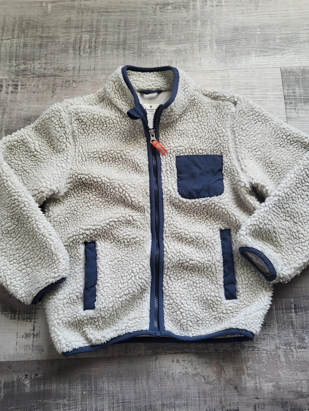 Member's Mark Boy's Lightweight Cuddly Cozy Full Zip Sherpa Jacket Size 7 Cream